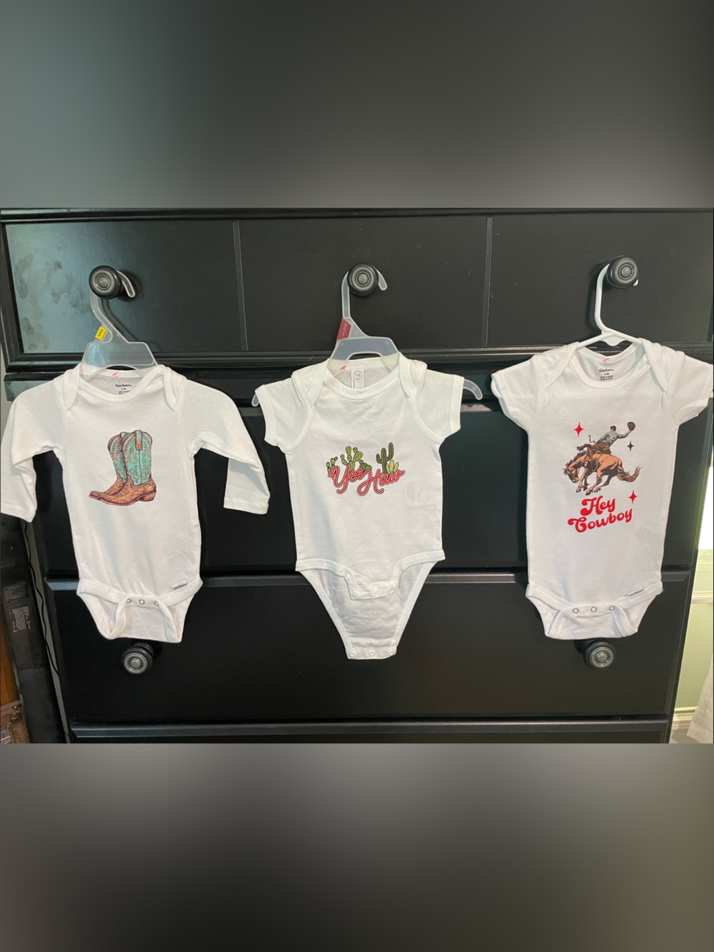 Gerber White Baby One-Piece Bodysuits with Western Prints